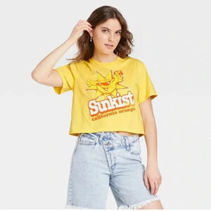 Sunkist cropped short sleeve yellow tee shirt small juniors target oranges